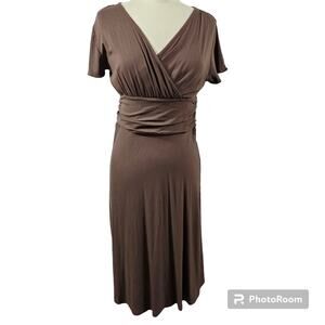 Talbots Petites Brown Rayon and Spandex Short Sleeve Dress NWT Petite M